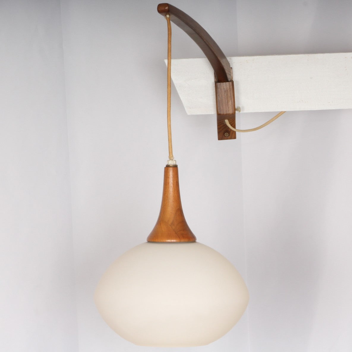 Vintage Modern Danish Walnut Swing Arm Wall Lamp Sconce