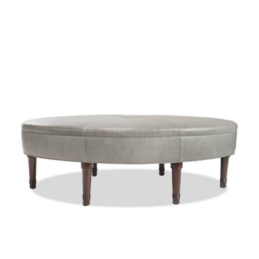 Jonas NY Upholsterer Oval Leather Ottoman or Table