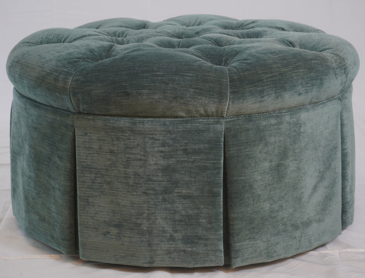 Jonas NY Upholstery Tufted Ottoman with Pleated Skirt