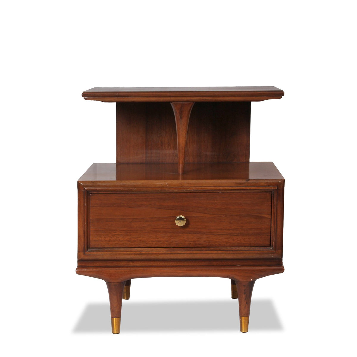 Kent Coffey Continental Mid-Century Walnut Nightstand, Pair of