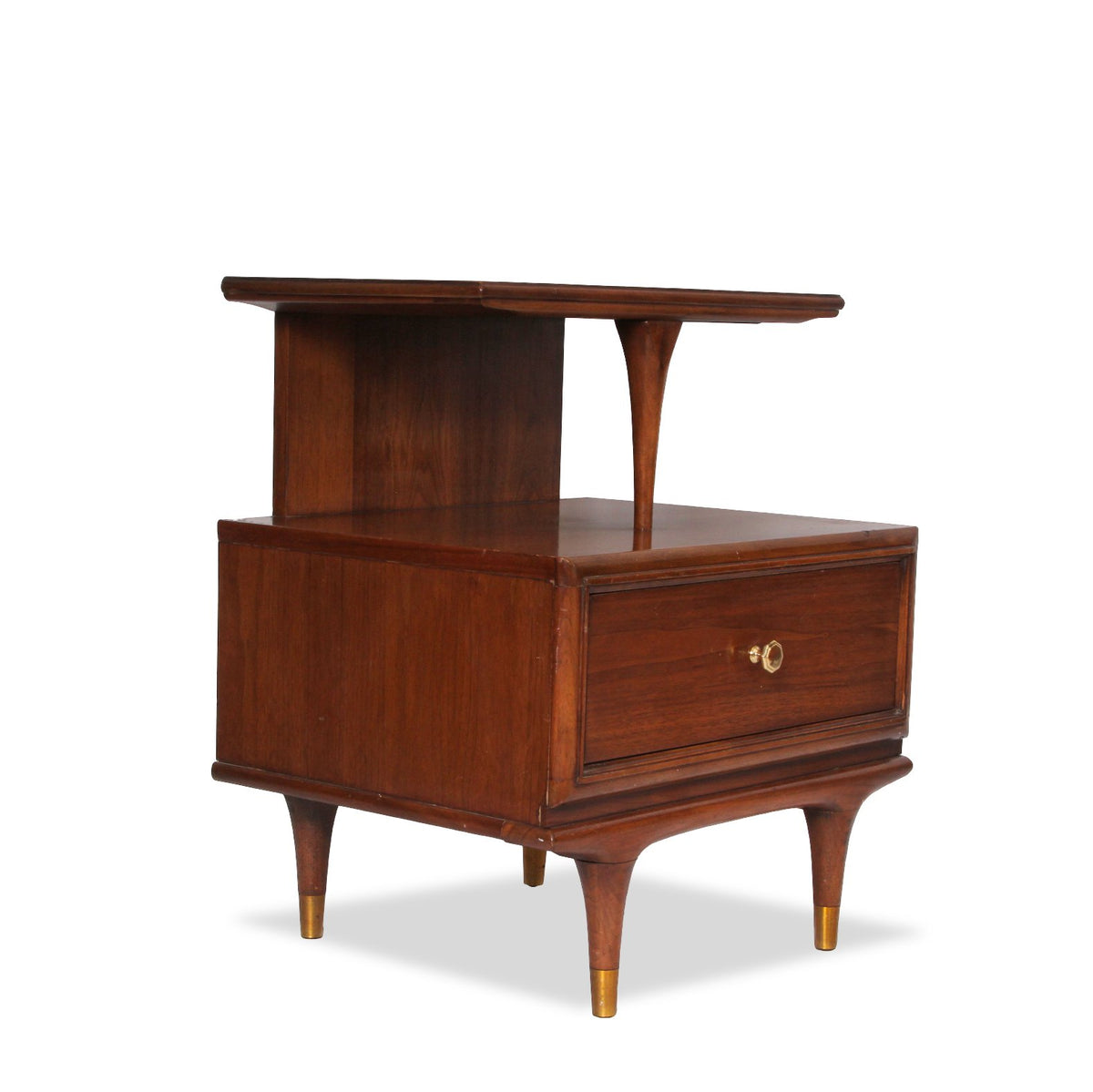 Kent Coffey Continental Mid-Century Walnut Nightstand, Pair of
