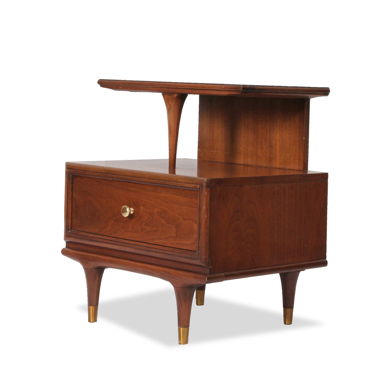 Kent Coffey Continental Mid-Century Walnut Nightstand, Pair of