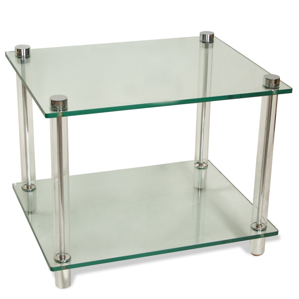Mason-Art Modern Two-Tier Chrome and Glass Side Table