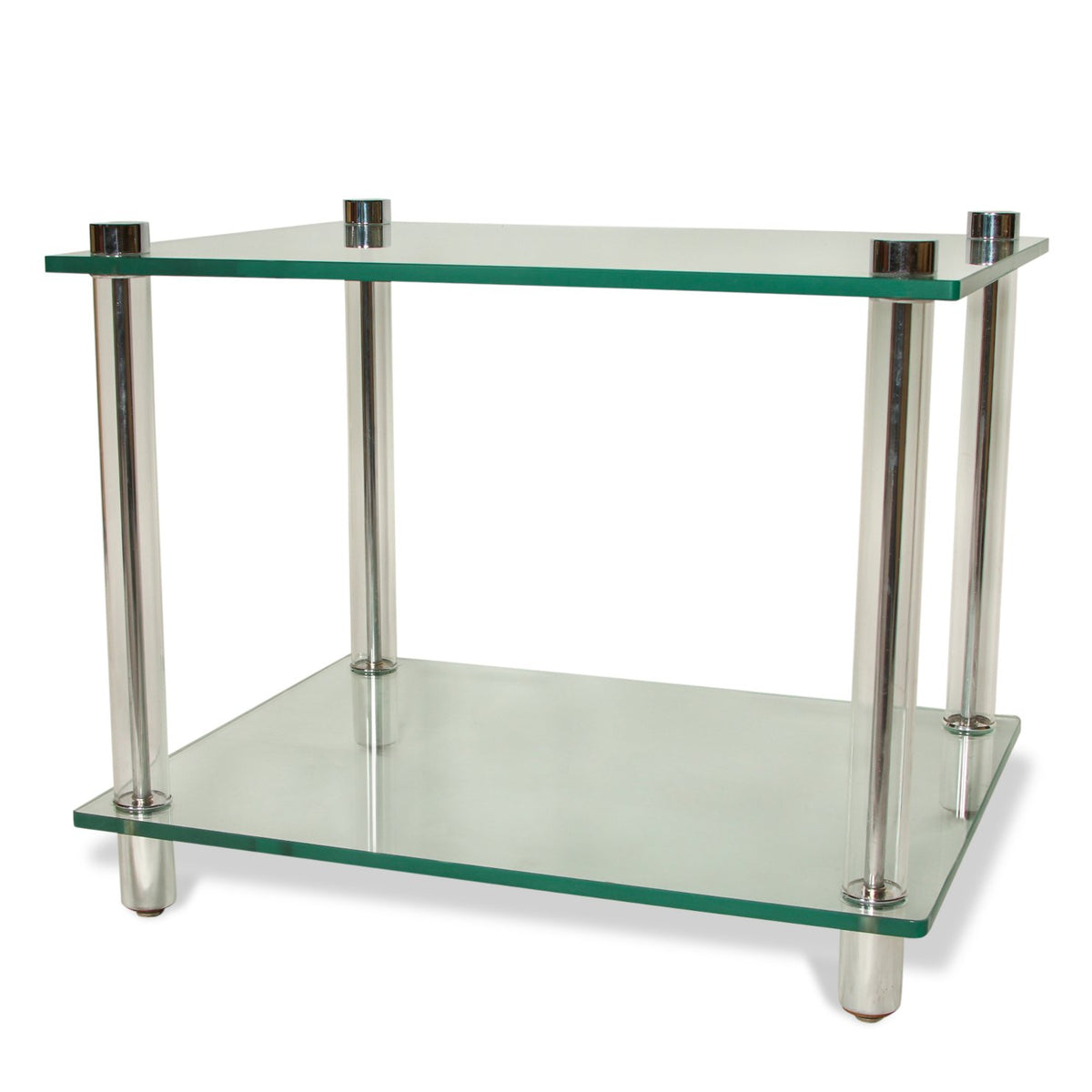 Mason-Art Modern Two-Tier Chrome and Glass Side Table