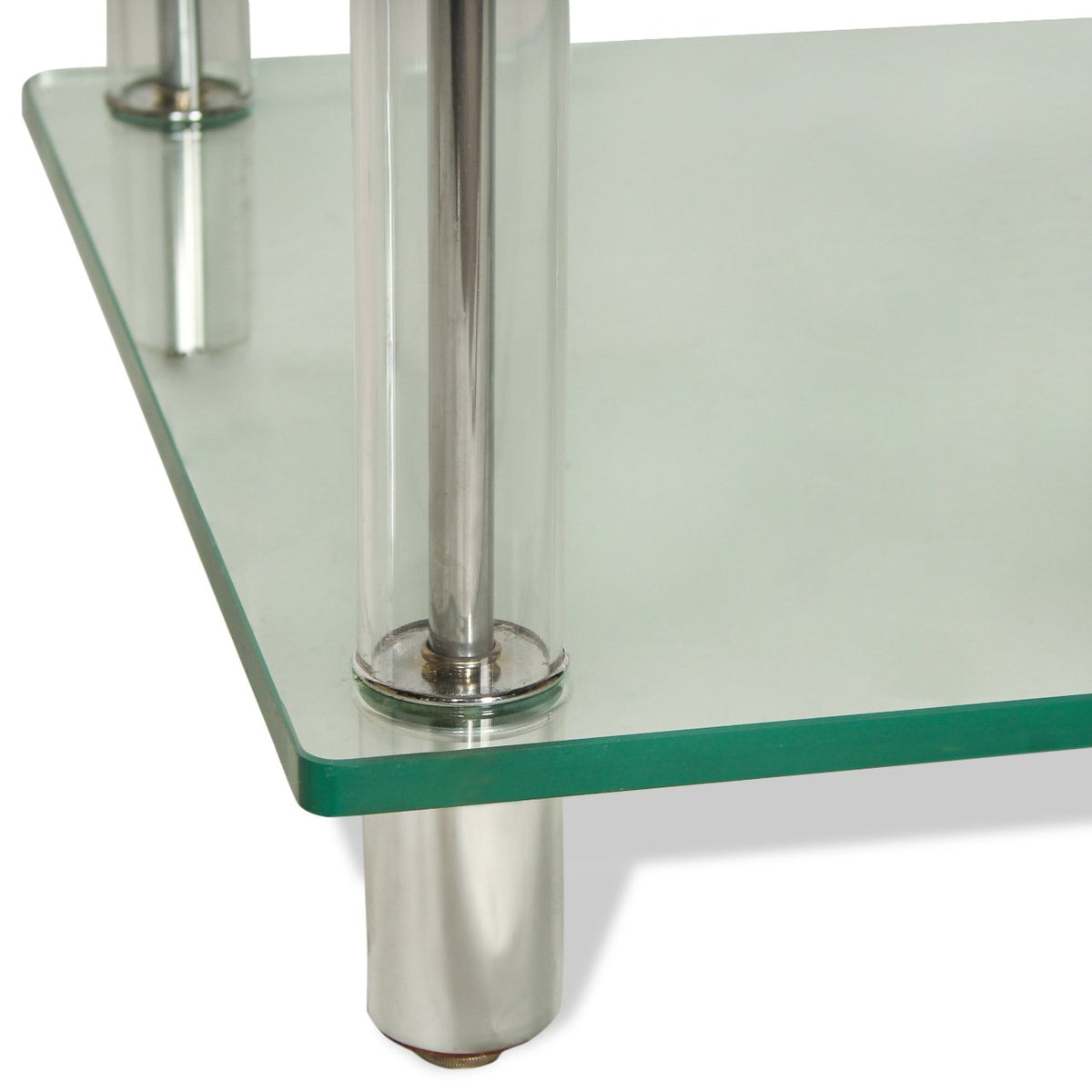 Mason-Art Modern Two-Tier Chrome and Glass Side Table
