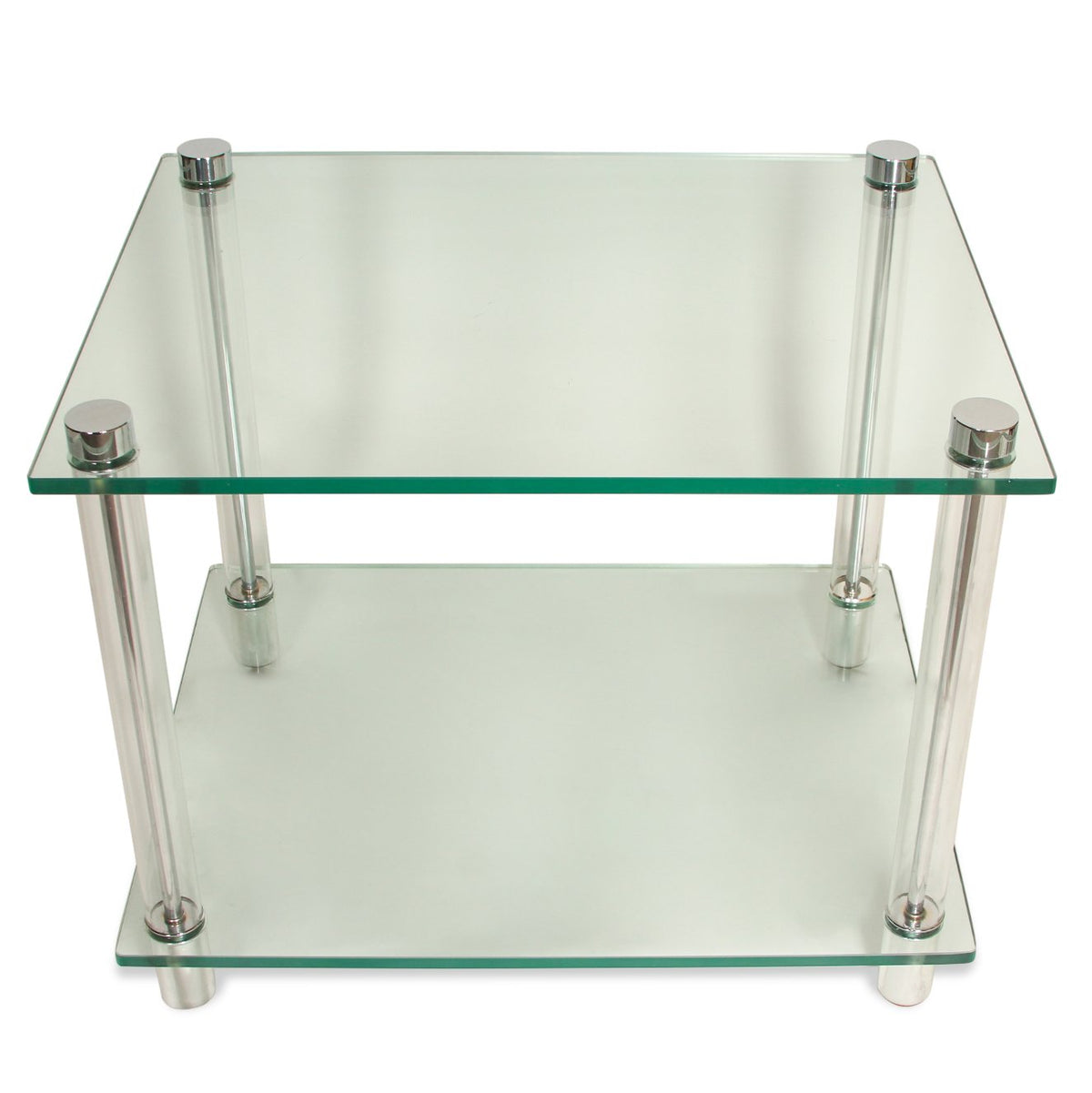 Mason-Art Modern Two-Tier Chrome and Glass Side Table