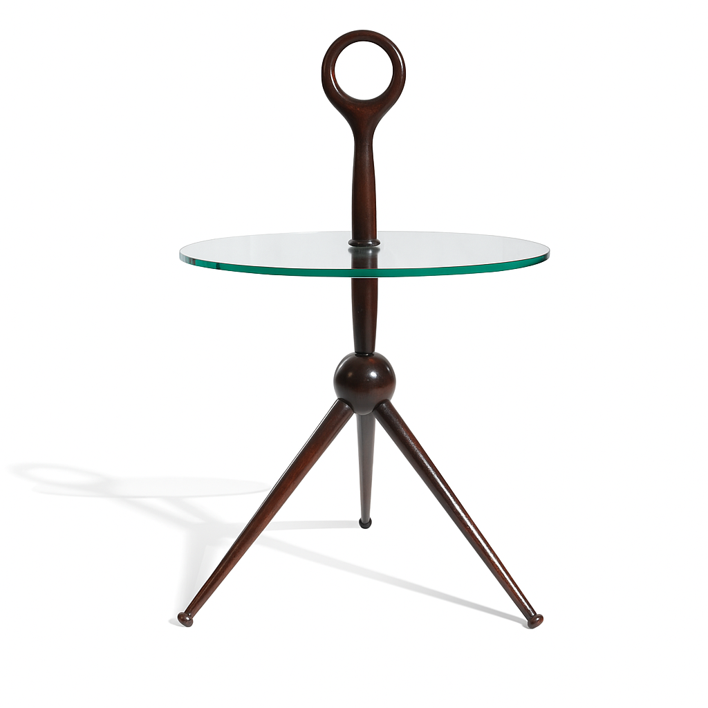 Rare Mid-Century Cesare Lacca Tripod Sphere Base Side Table by A. DeBaggis, Cantu, Italy, C50’s
