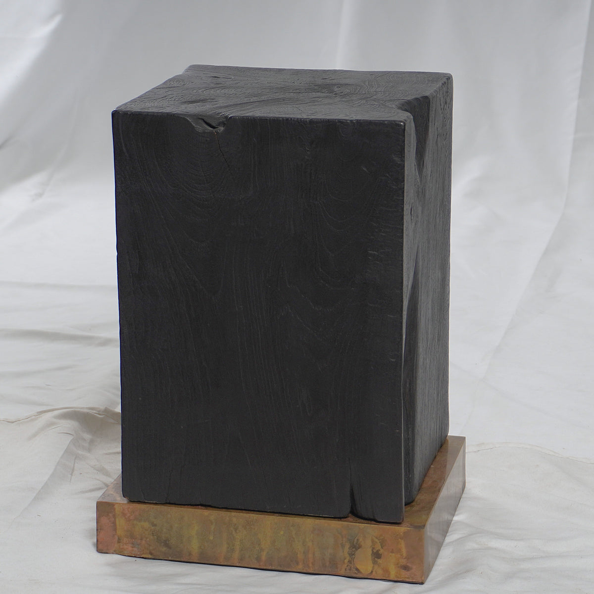 Andrianna Shamaris Modern Burnt Oak Stool on Brass Base