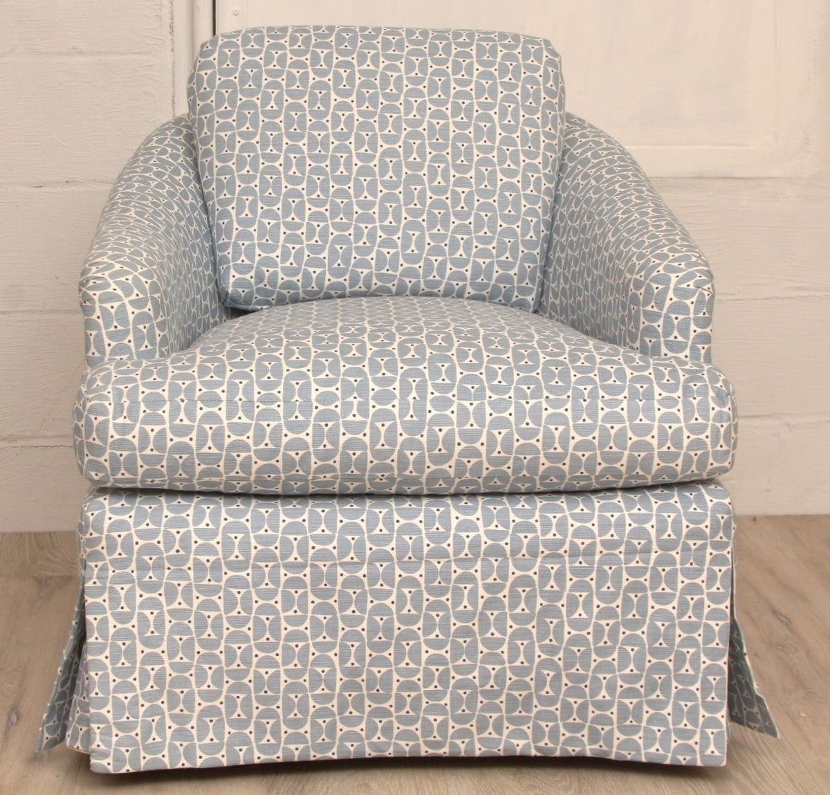Newly Upholstered with Schumacher #177361 Upholstery Transitional Bucket Chair Blue