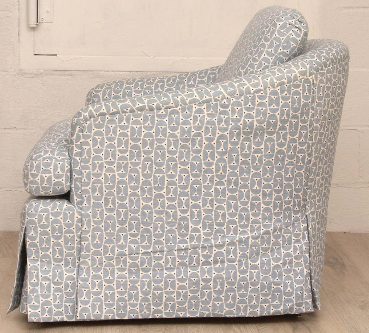 Newly Upholstered with Schumacher #177361 Upholstery Transitional Bucket Chair Blue