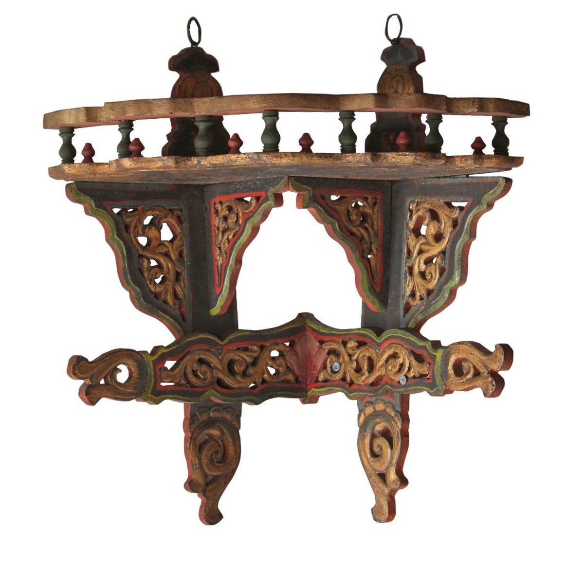 Pair of Antique Jharokha Style Corner Shelves