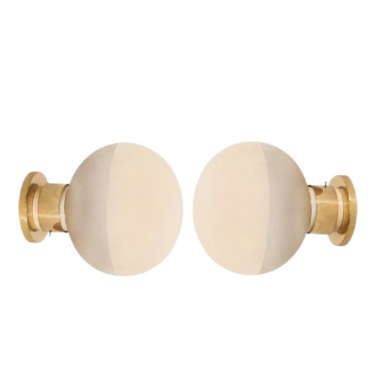 Pair of Vintage Motoko Ishii German Space Age Brass Flushmount or Sconce for Staff