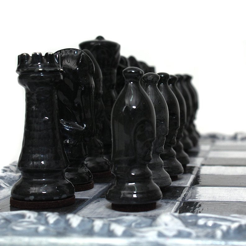 Raku Ceramic Chess Set with Board