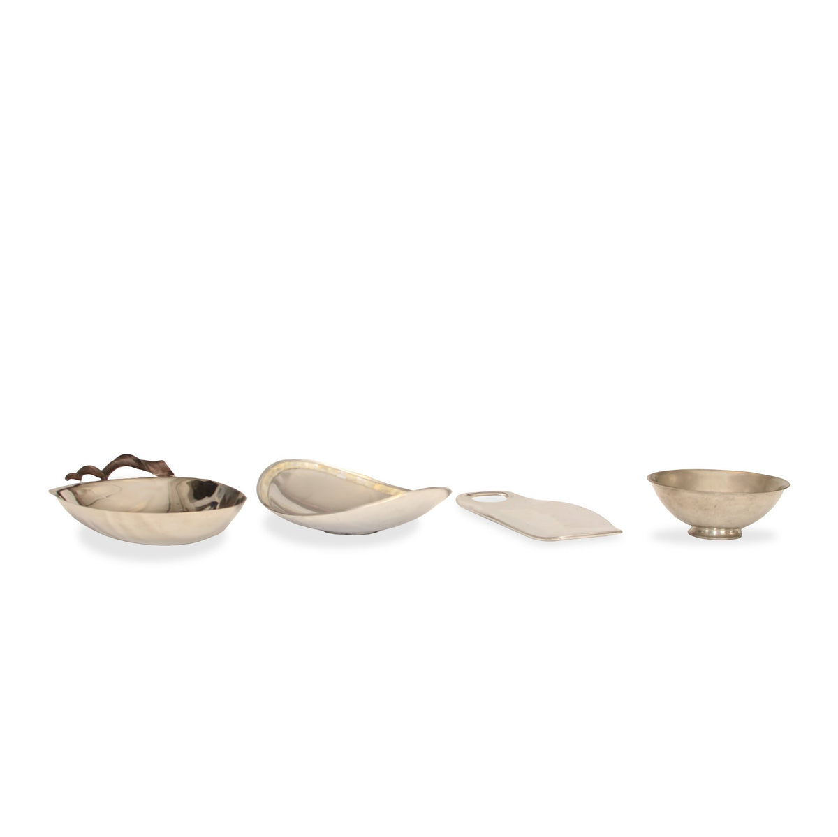 Set of 4 Assorted Designer Silver Dishes