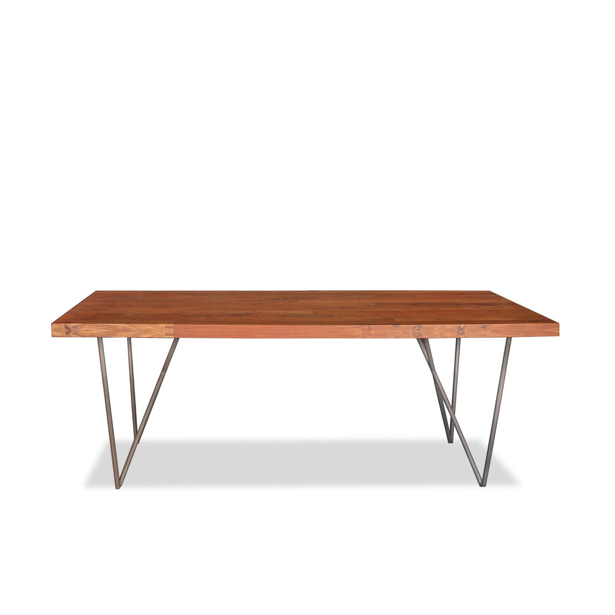 Solid Thick Walnut Block Top Dining Table on Hairpin Legs