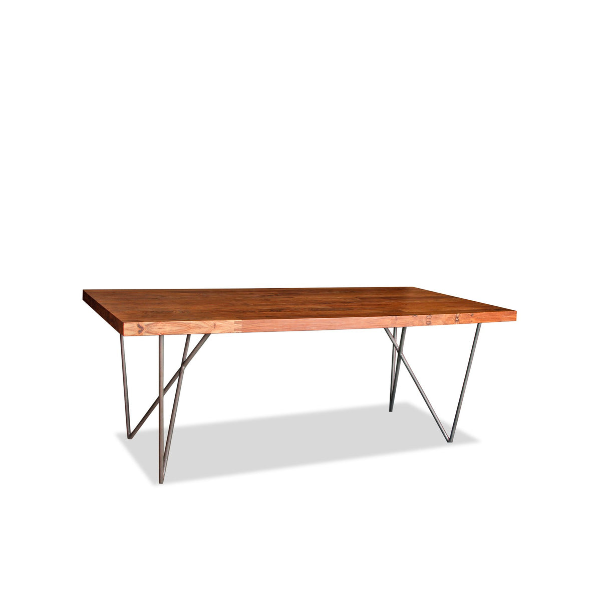 Solid Thick Walnut Block Top Dining Table on Hairpin Legs