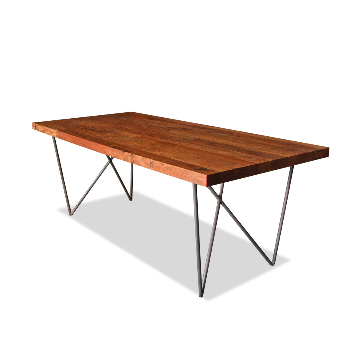 Solid Thick Walnut Block Top Dining Table on Hairpin Legs