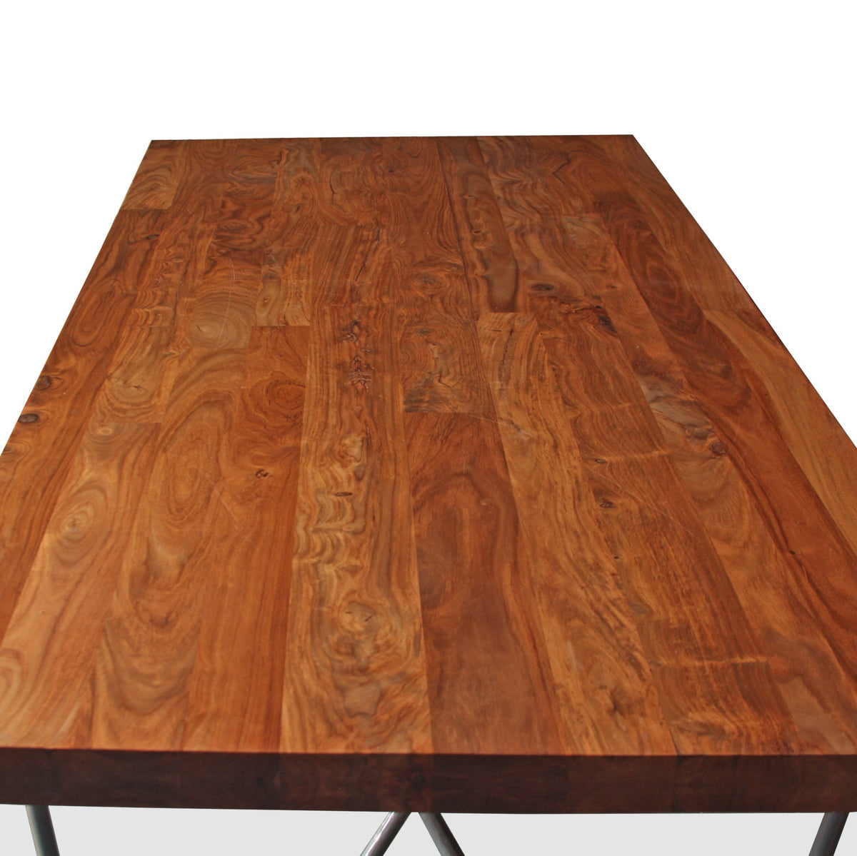 Solid Thick Walnut Block Top Dining Table on Hairpin Legs