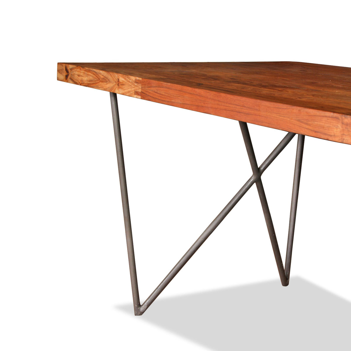 Solid Thick Walnut Block Top Dining Table on Hairpin Legs