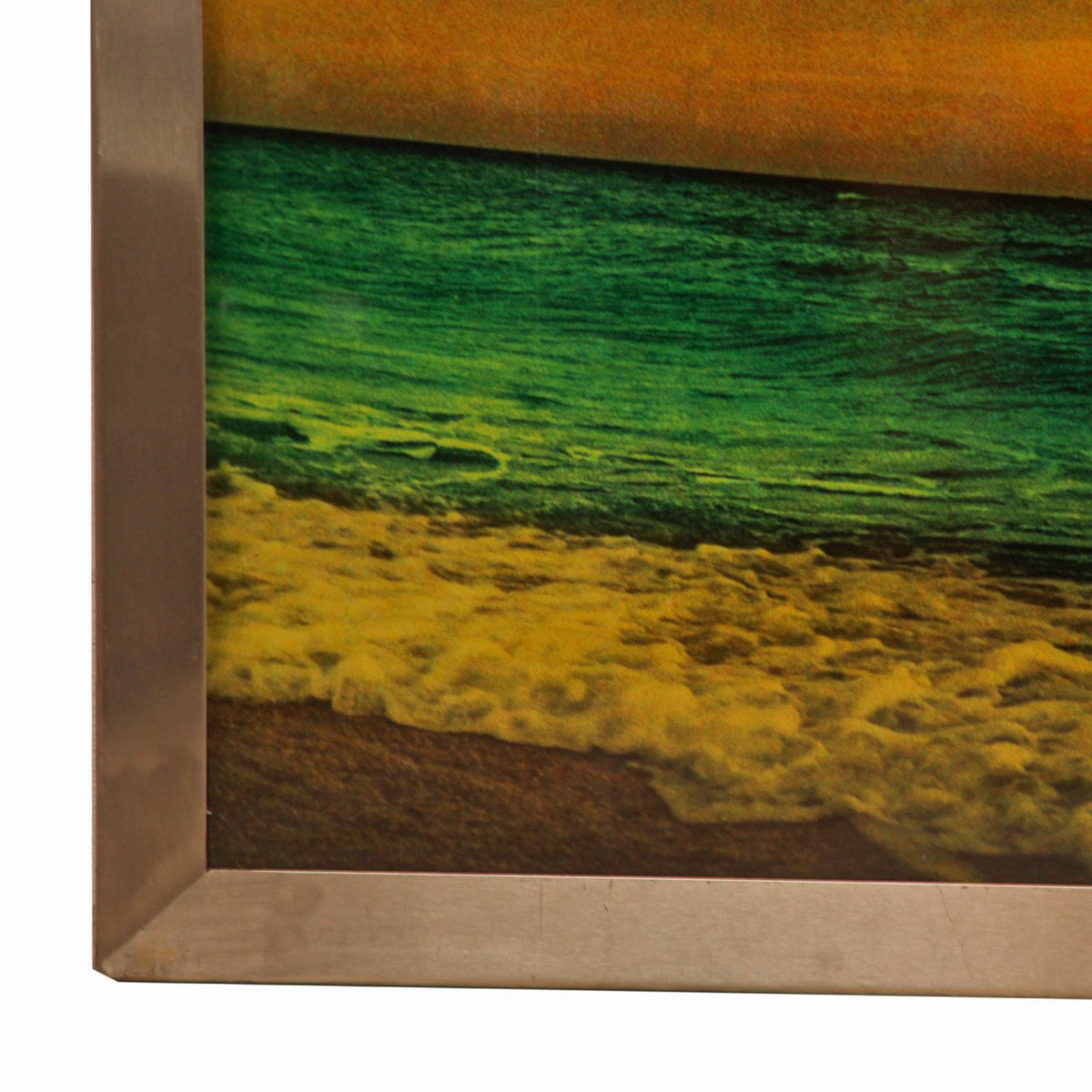 Sunset Beach Photograph in Brushed Metal Frame