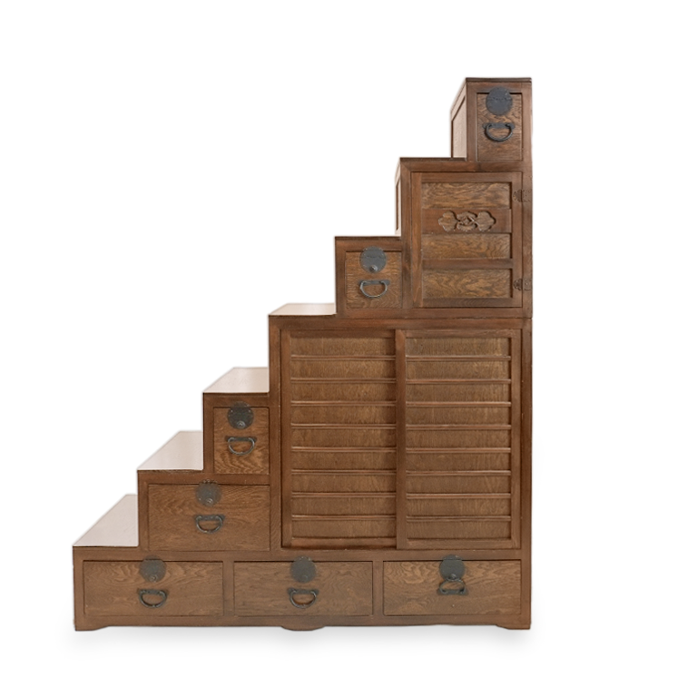 Vintage Japanese Hardwood Cha Tansu - Tea Chest