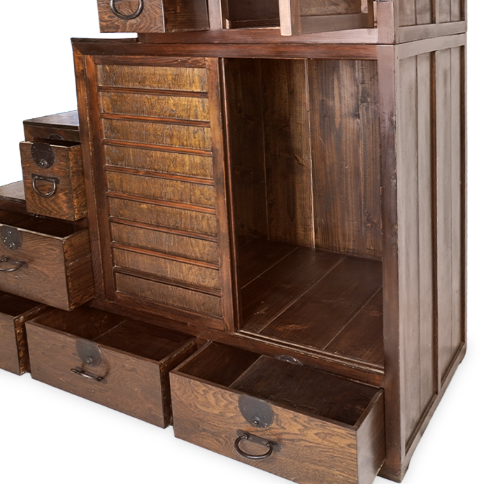 Vintage Japanese Hardwood Cha Tansu - Tea Chest