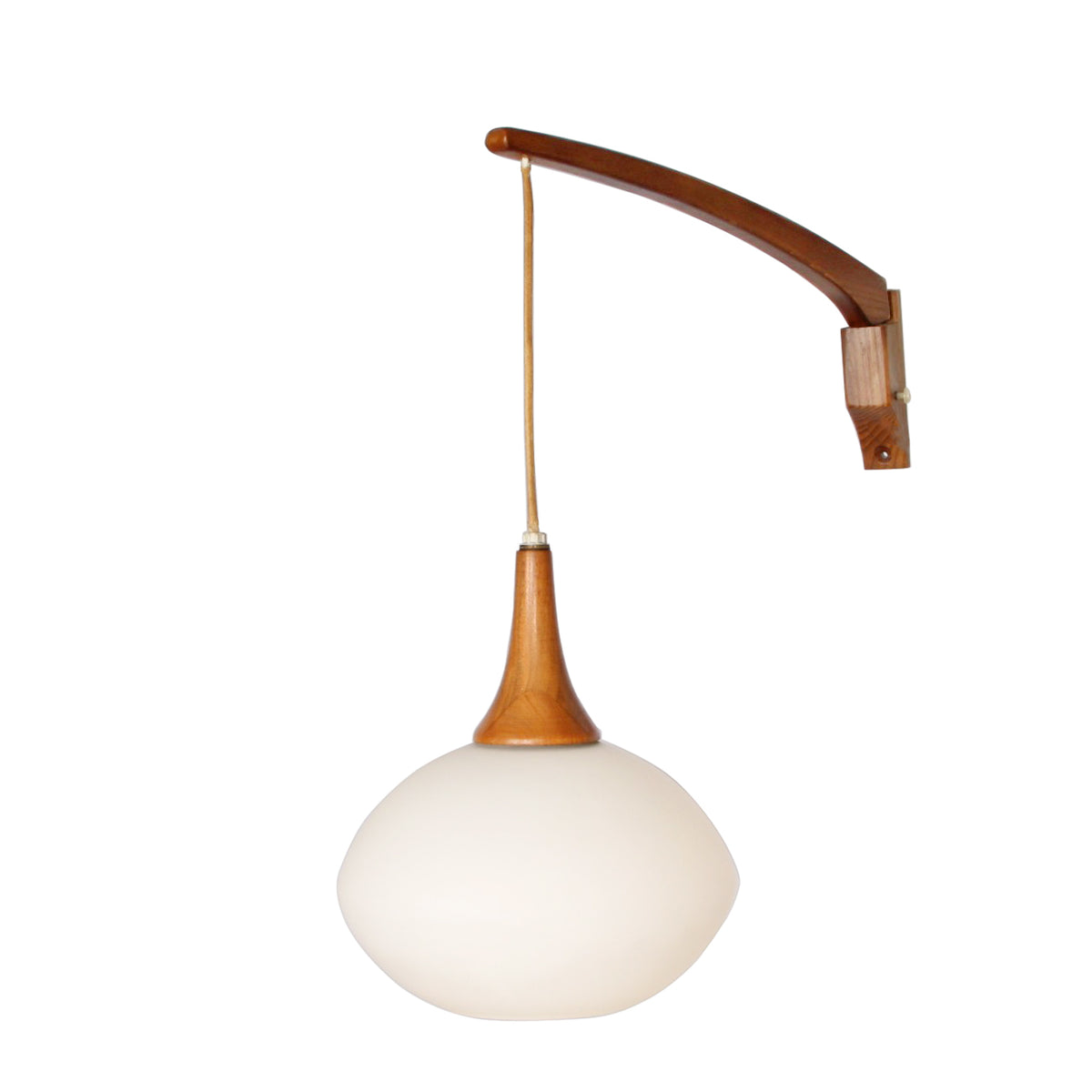 Vintage Modern Danish Walnut Swing Arm Wall Lamp Sconce