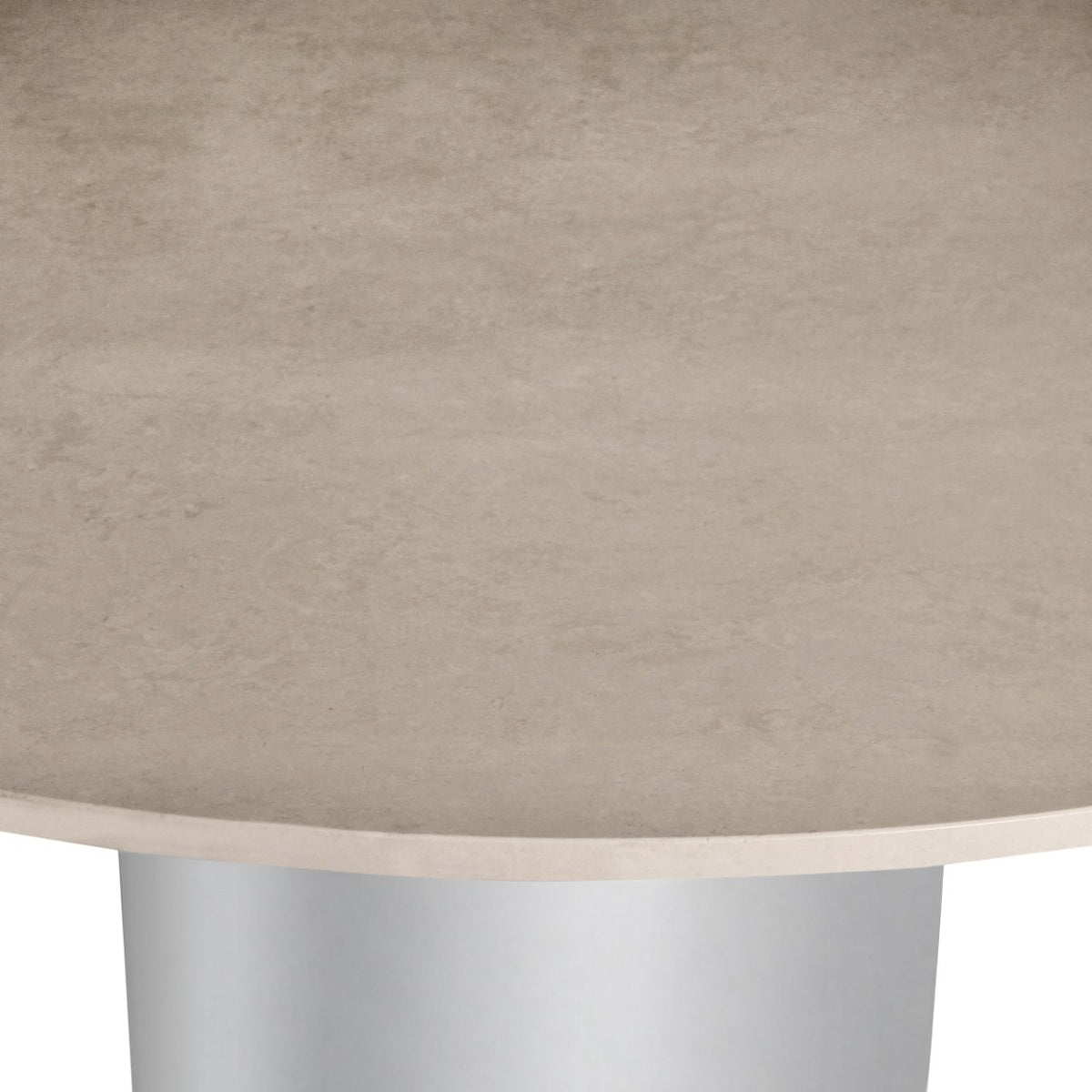 Vintage Botticino Fiorito Marble and Stainless Steel Drum Dining Table