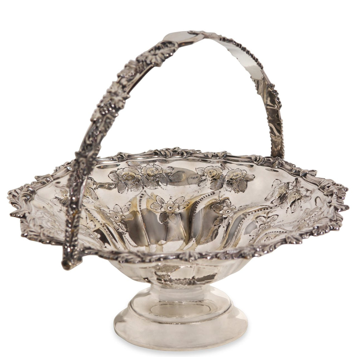 Antique Cake Silver Plated Cake Basket Marked 1644