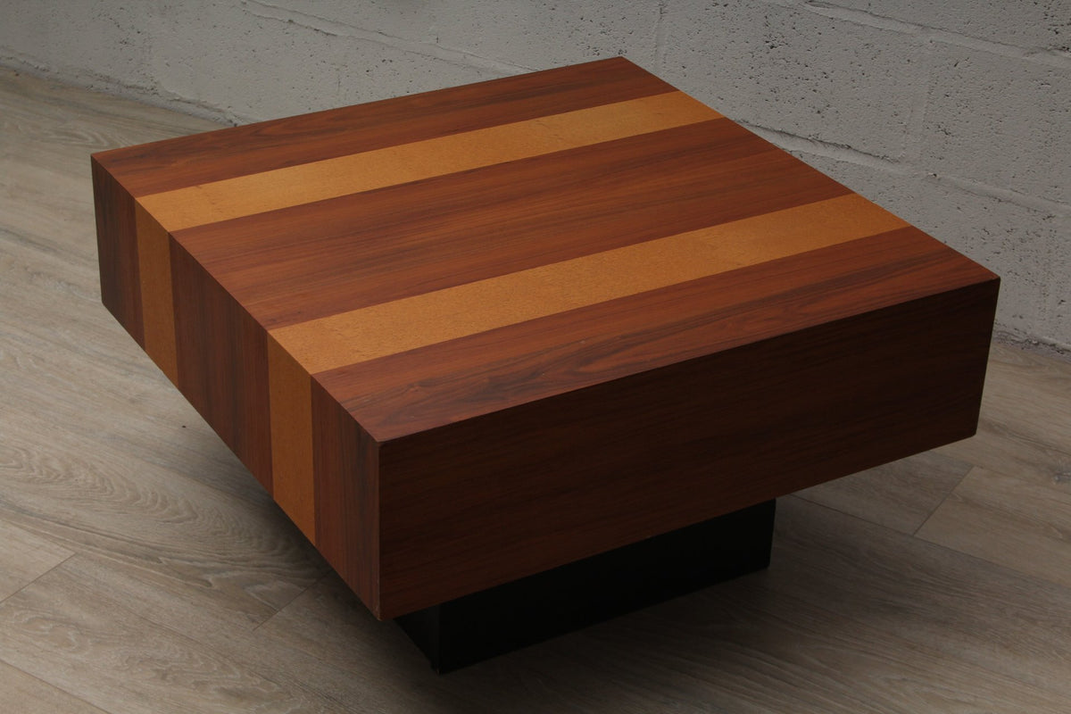 Vintage Danish Modern Mixed Wood Square Coffee Table for Drylund Circa 1970s
