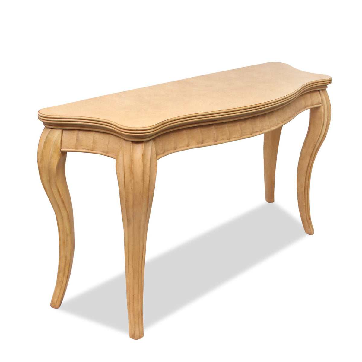Vintage French Console with Fluted Legs and Scalloped Design