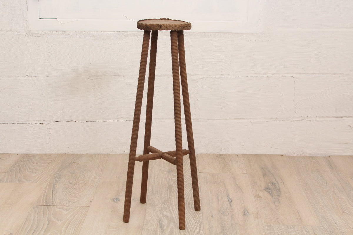Vintage French Frida Minet Turned Oak Pedestal or Plant Stand C1950s
