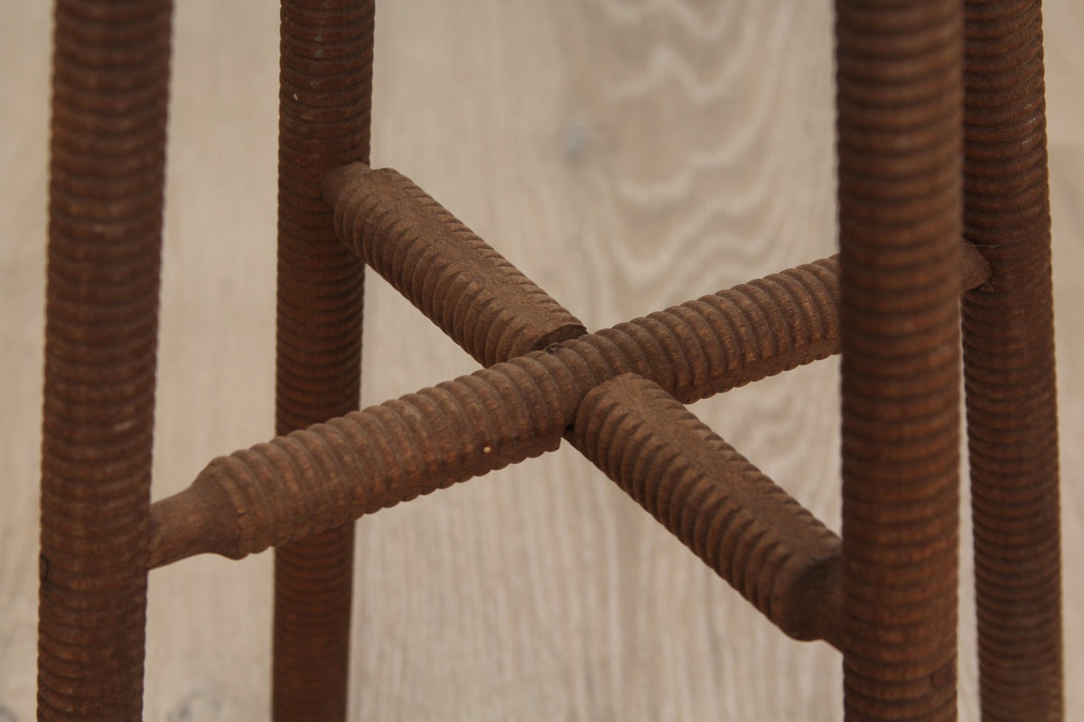 Vintage French Frida Minet Turned Oak Pedestal or Plant Stand C1950s