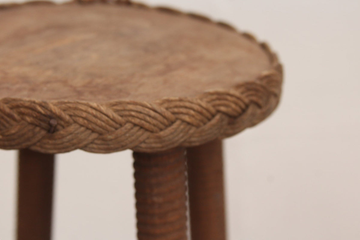Vintage French Frida Minet Turned Oak Pedestal or Plant Stand C1950s