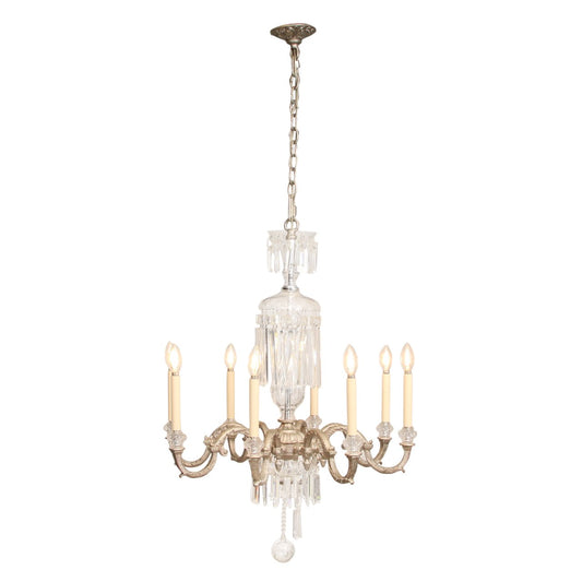 Vintage French Louis XV Silver Gilt Finish Chandelier c1980s