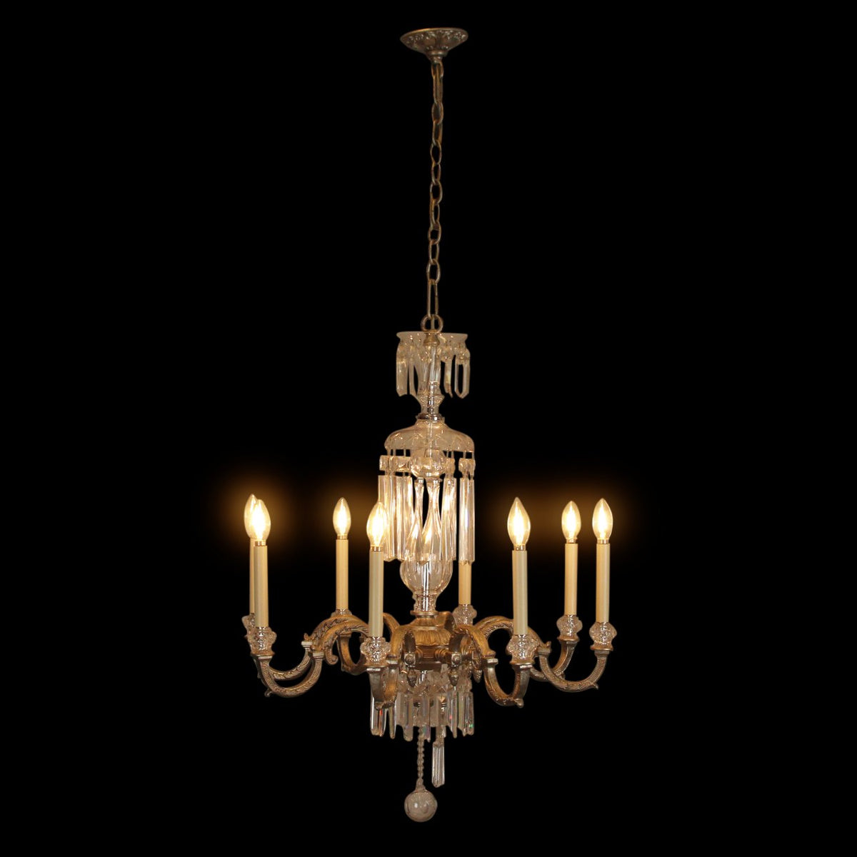 Vintage French Louis XV Silver Gilt Finish Chandelier c1980s