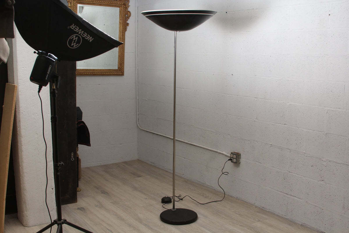 Vintage Italian Leucos MCM Glass Metal Torchiere Floor Lamp