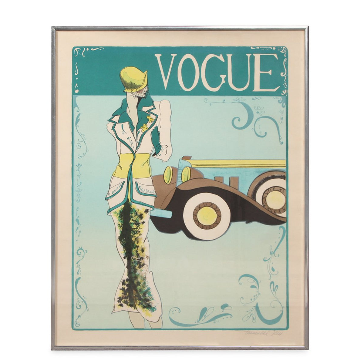 Vintage Vogue Magazine Cover Artwork with Pencil Signature & Original Artwork on Reverse Side