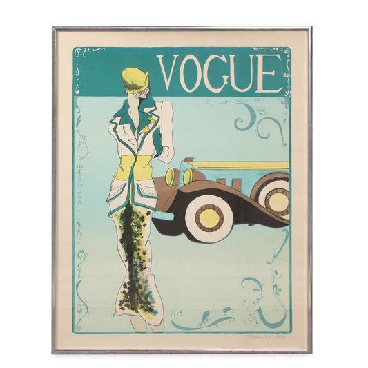 Vintage Vogue Magazine Cover Artwork with Pencil Signature & Original Artwork on Reverse Side