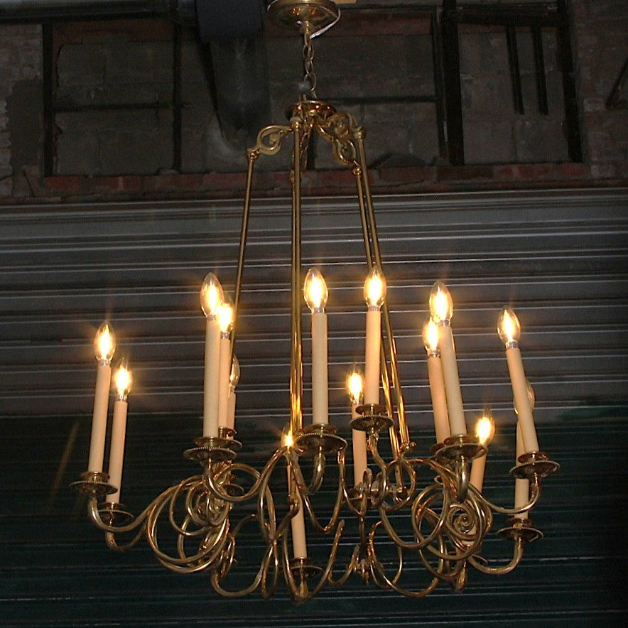 Vintage Brass 14 Light Chandelier 20thC