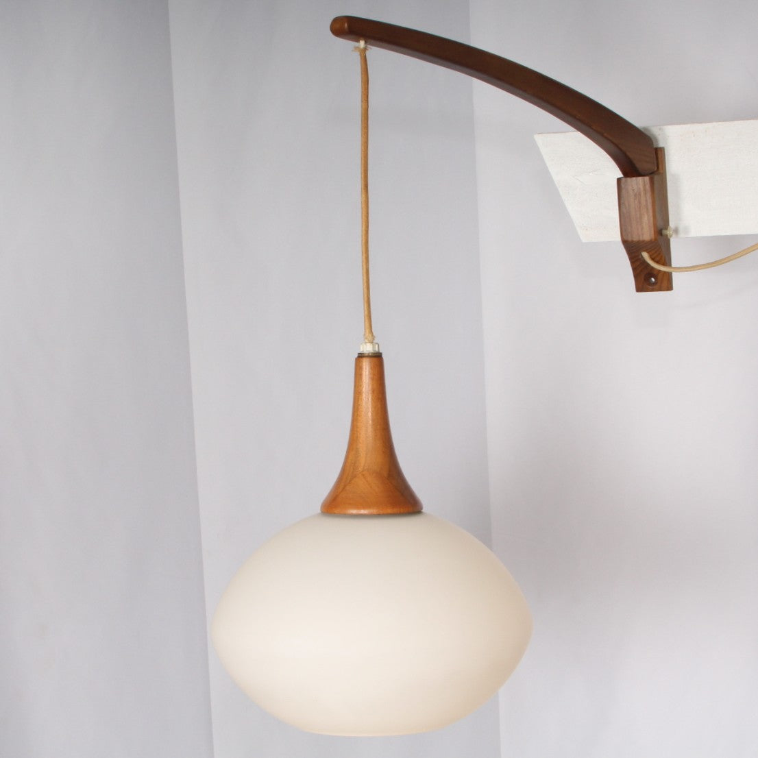 Vintage Modern Danish Walnut Swing Arm Wall Lamp Sconce