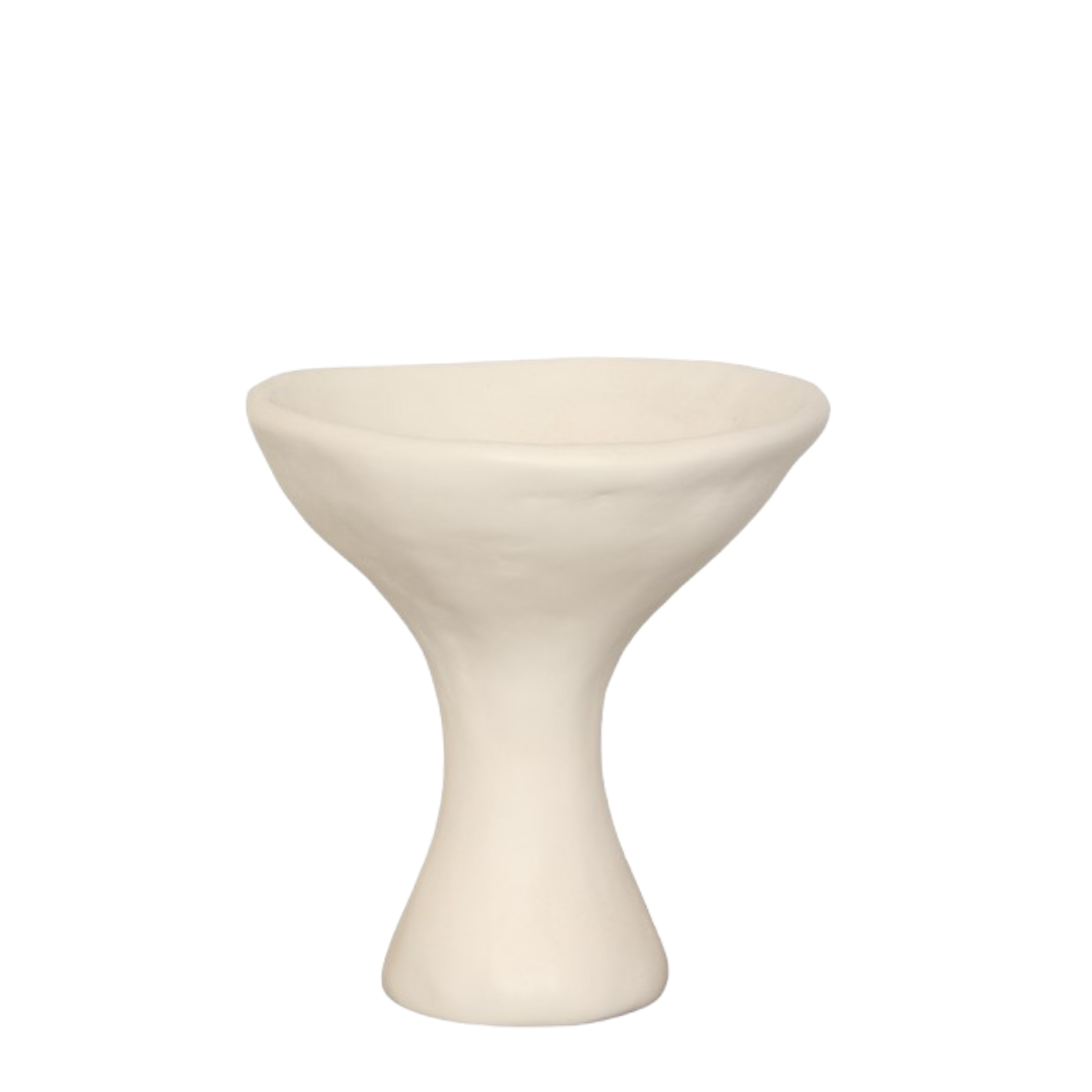 Modernist Urn-White Plaster & Modernist Vase-White Plaster, Set of 2