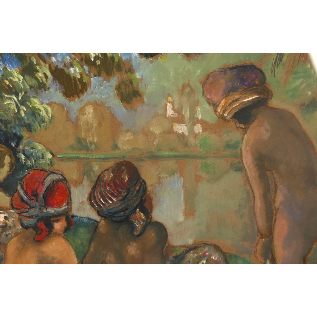 Georges Henri Manzana Pissarro Les Baigneuses Oil on Board Artwork