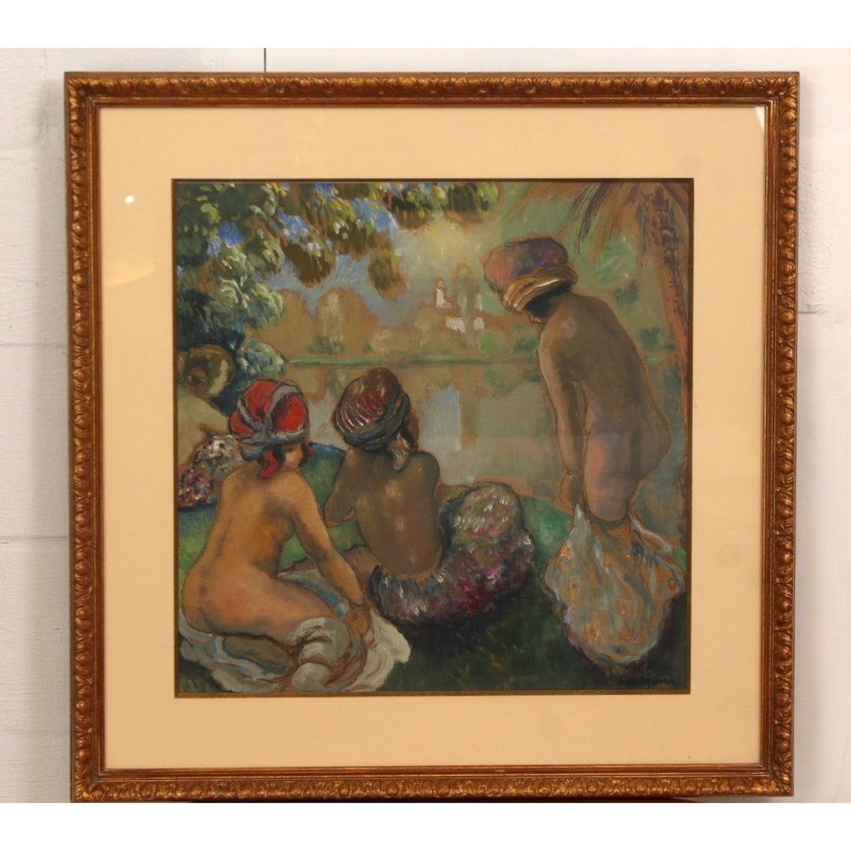 Georges Henri Manzana Pissarro Les Baigneuses Oil on Board Artwork