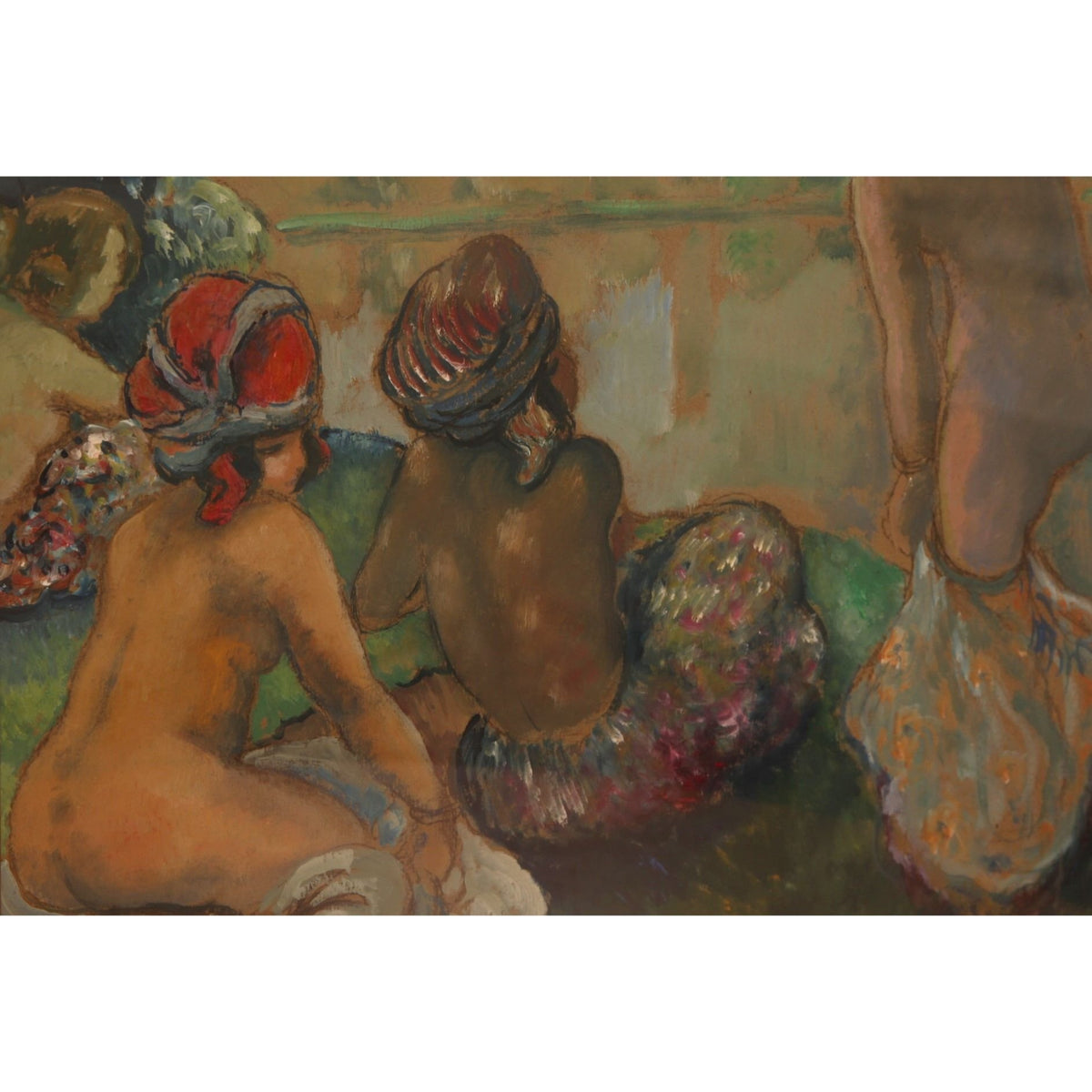 Georges Henri Manzana Pissarro Les Baigneuses Oil on Board Artwork