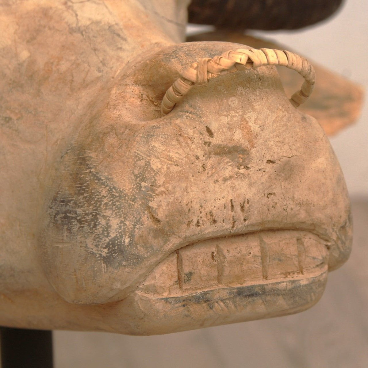 Vintage Hand Carved Water Buffalo Head Sculpture