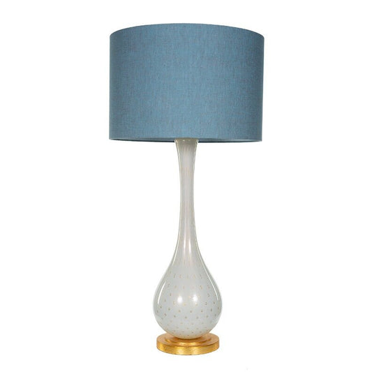 Vintage Italian Murano Speckled Gold Glass Table Lamp with Gold Leaf Base