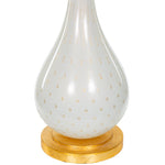 Vintage Italian Murano Speckled Gold Glass Table Lamp with Gold Leaf Base