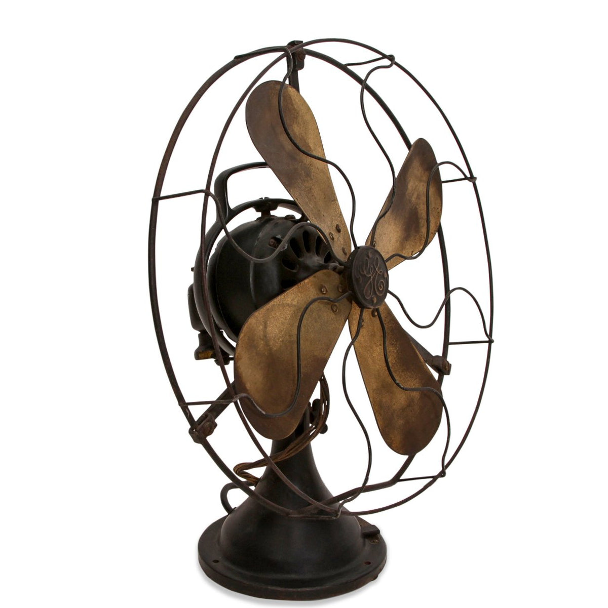 General Electric Oscillating Brass Blade Fan, C 1910