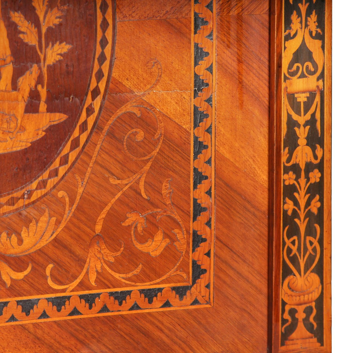 19th C Magglioni Bar Credenza with Walnut Veneer & Marble Top